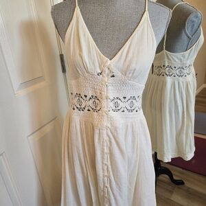 Topshop Cream Cut Out Pleated Sundress